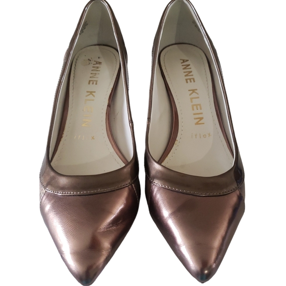 Anne Klein Fabryce Metallic Taupe Synthetic Pumps Women's Size 7M - Picture 3 of 14